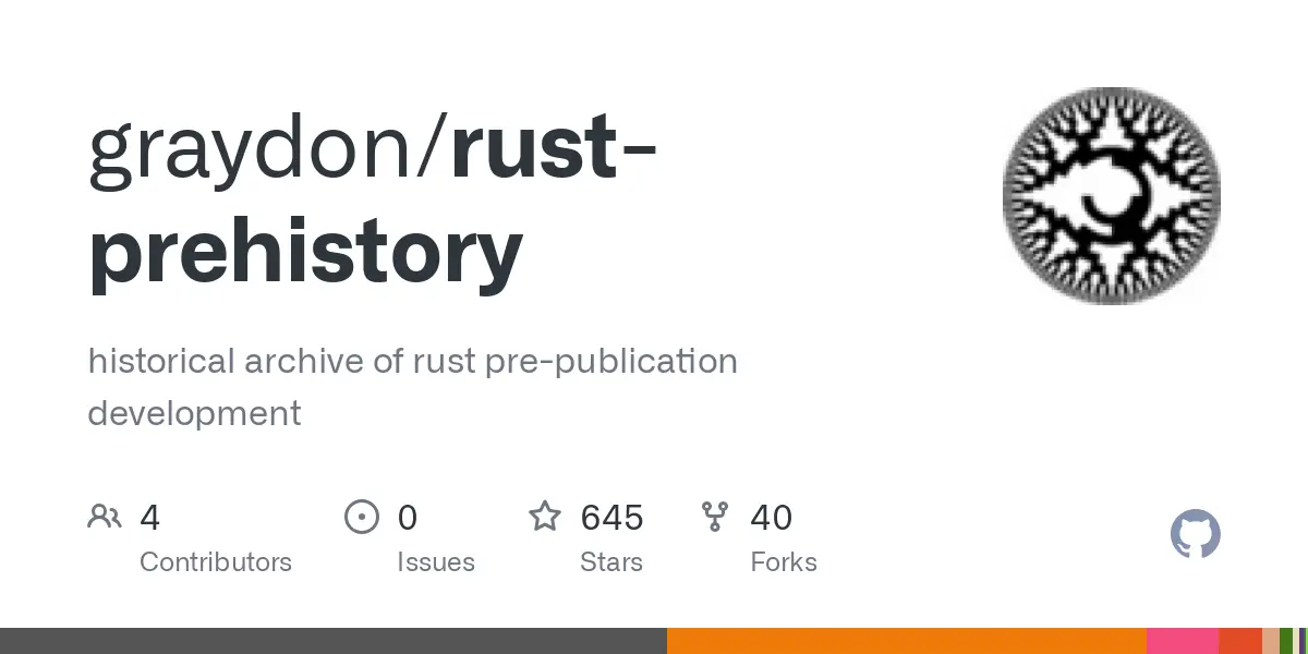 GitHub - graydon/rust-prehistory: historical archive of rust pre-publication development