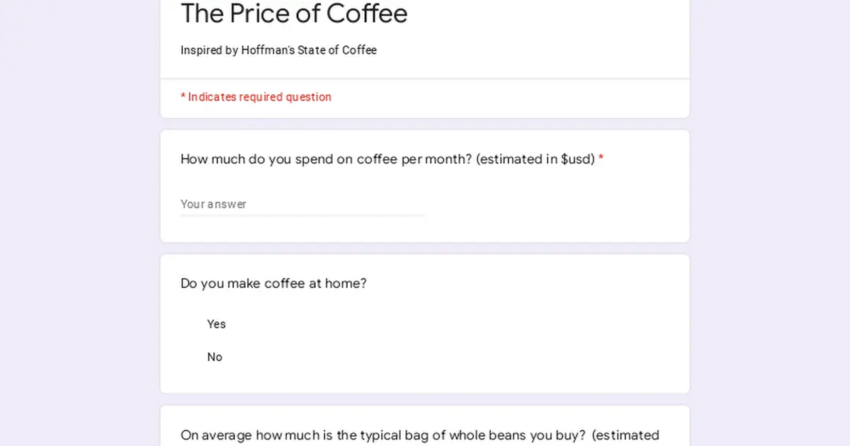 The Price of Coffee