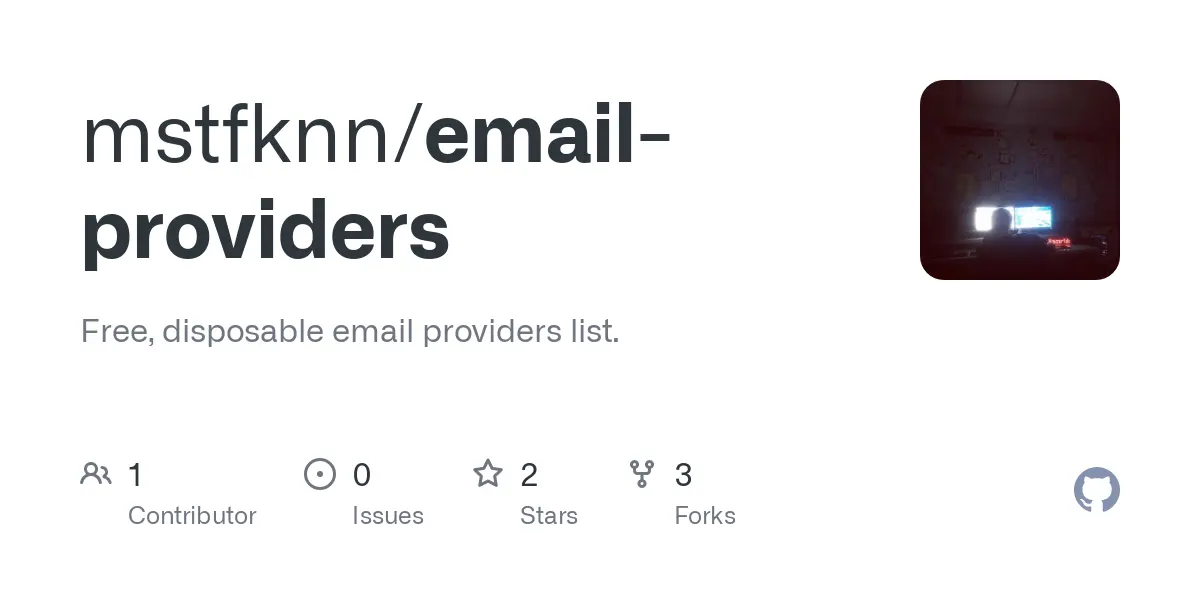 GitHub - mstfknn/email-providers: Free, disposable email providers list.