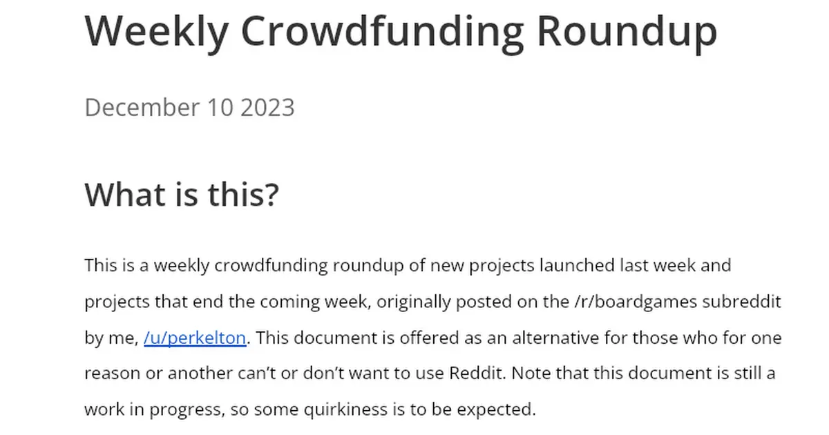 Weekly Crowdfunding Roundup: December 10 2023