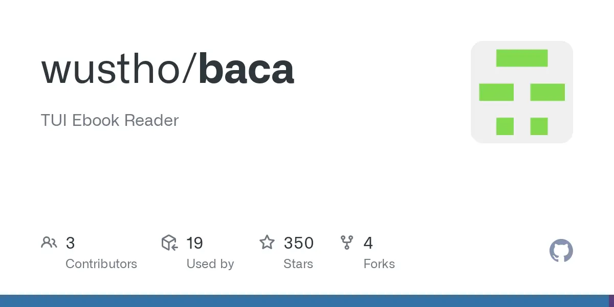 GitHub - wustho/baca: TUI Ebook Reader