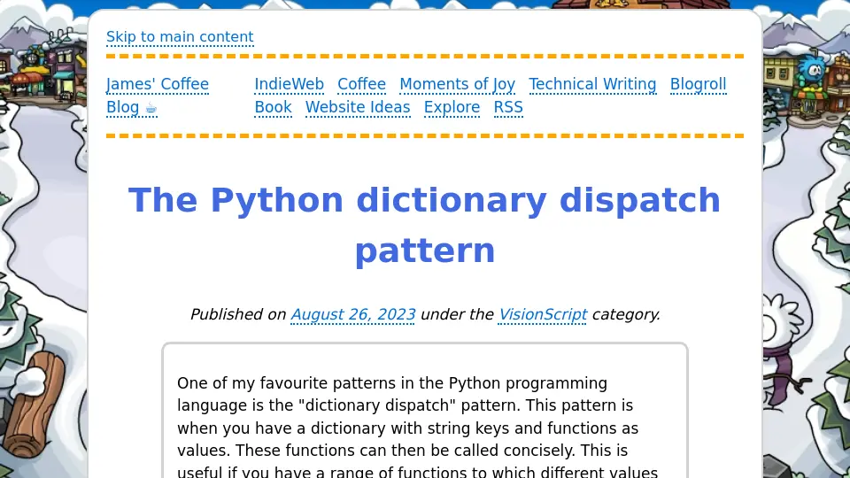 The Python dictionary dispatch pattern | James' Coffee Blog