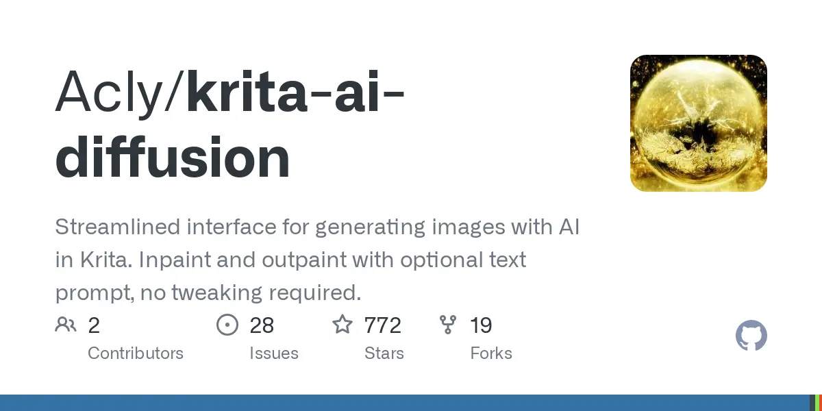 GitHub - Acly/krita-ai-diffusion: Streamlined interface for generating images with AI in Krita. Inpaint and outpaint with optional text prompt, no tweaking required.