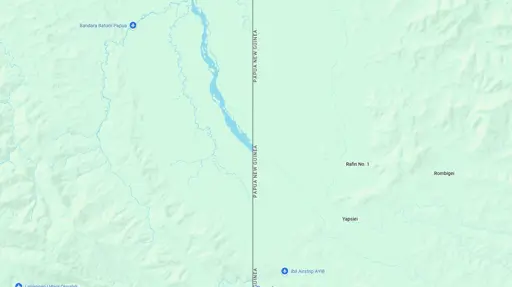 The river Sepik according to google maps, showing the shape of the river on the Indonesian side of the border only