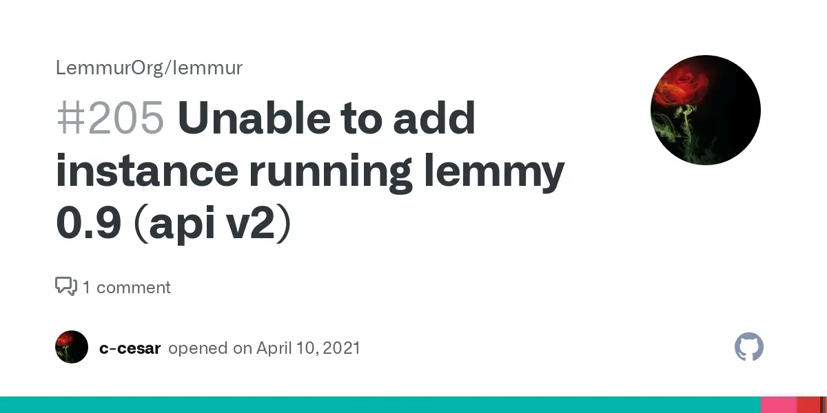 Unable to add instance running lemmy 0.9 (api v2) · Issue #205 · LemmurOrg/lemmur