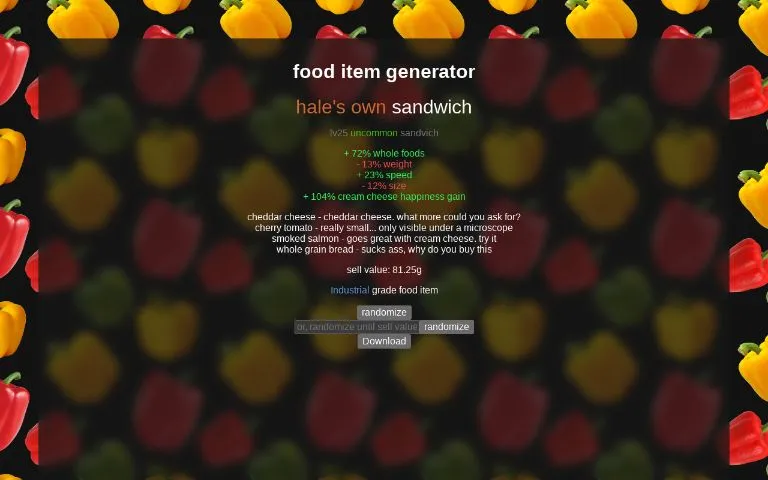 food item generator