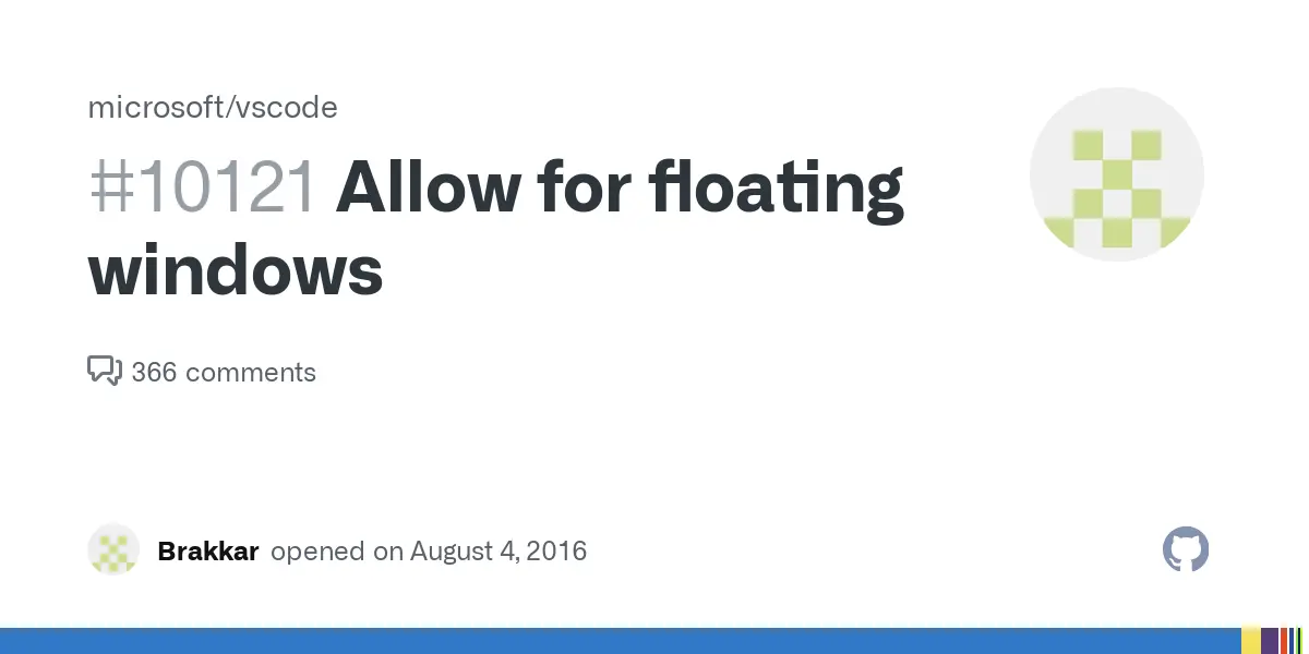 Allow for floating windows · Issue #10121 · microsoft/vscode