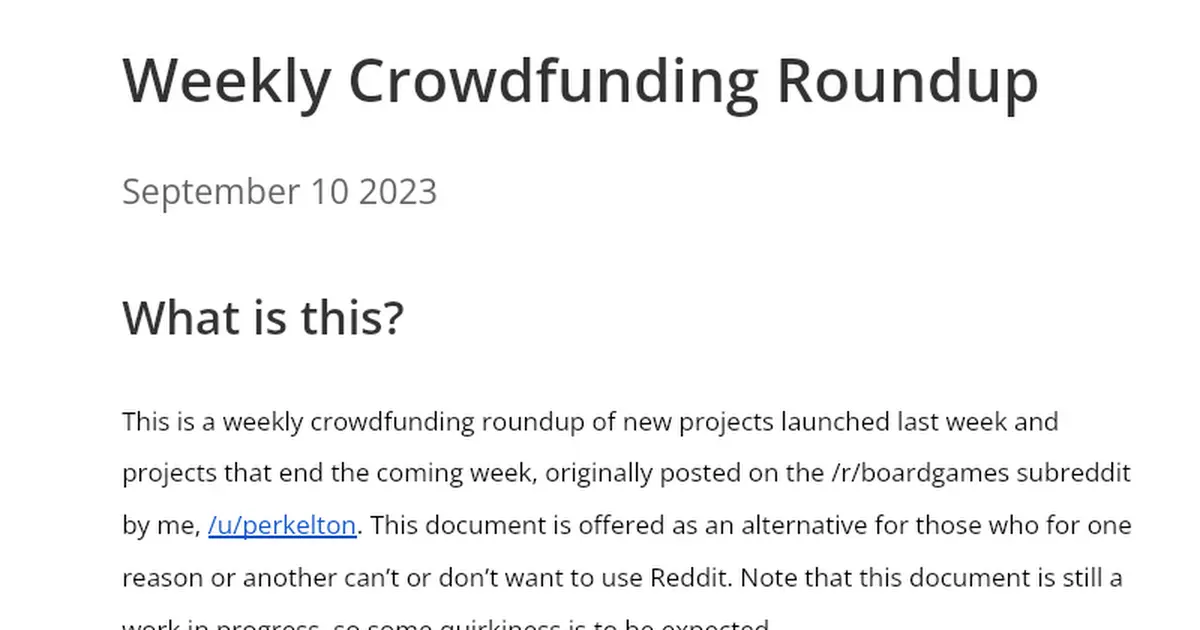 Weekly Crowdfunding Roundup: September 10 2023