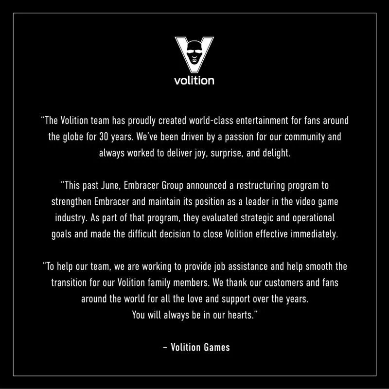 Volition on LinkedIn: An update from Volition. | 67 comments