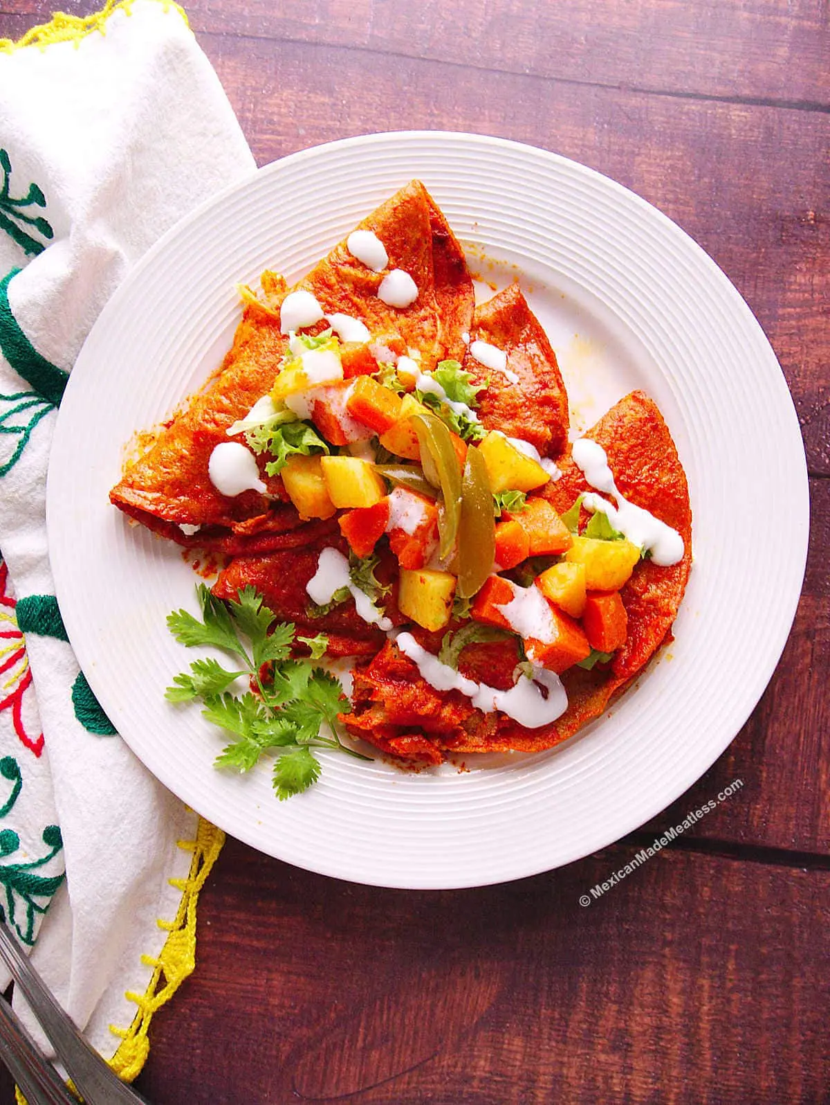 Authentic Enchiladas Michoacanas (Red Enchiladas) | Mexican Made Meatless™