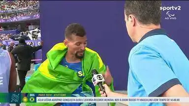 Jogos Paralímpicos Paris 2024 | Júlio Santos se emociona ao celebrar vitória e pede apoio: "Com muita força cheguei aqui" | Globoplay