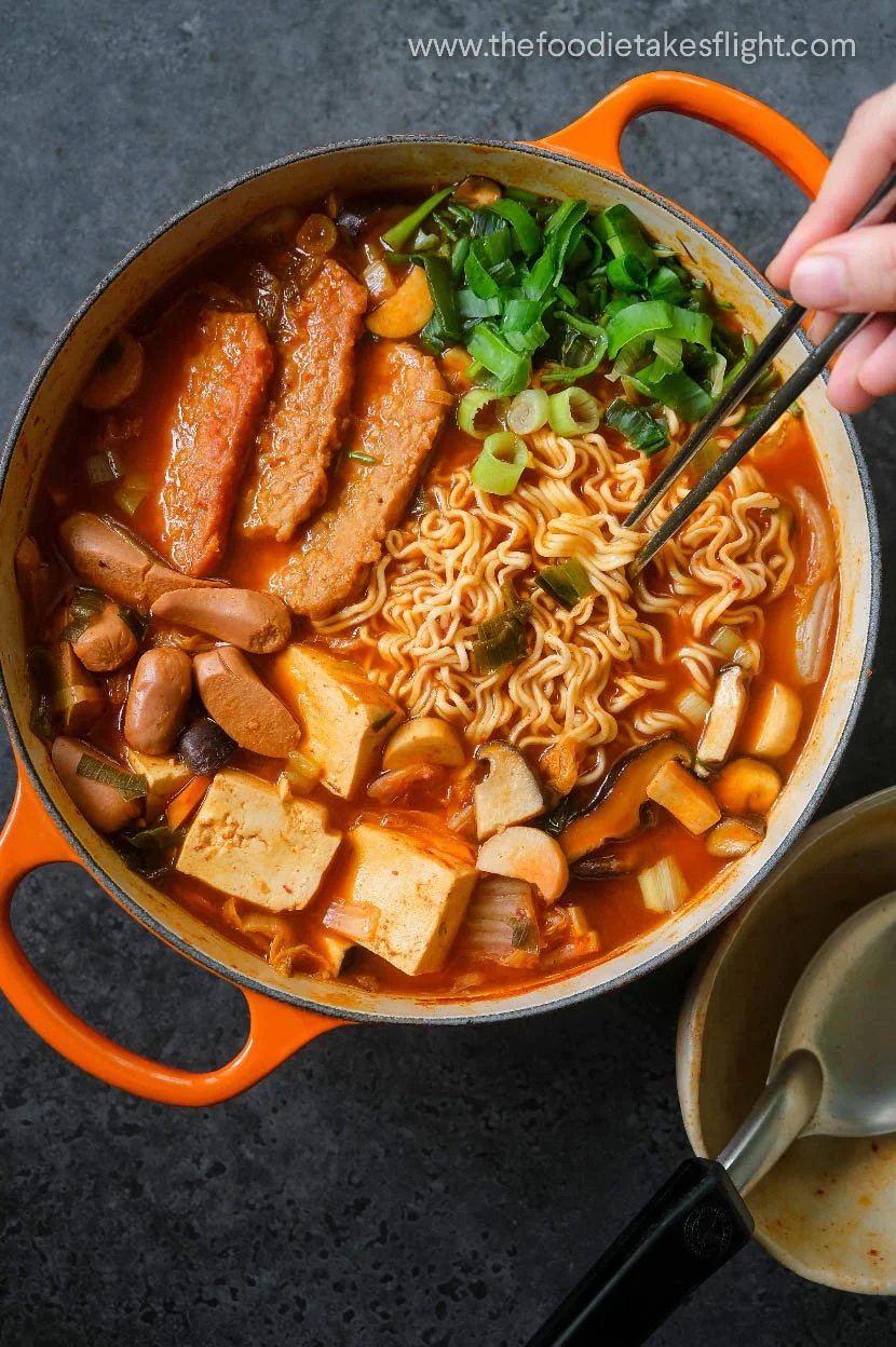 Vegan Budae Jjigae 부대찌개 (Korean Army Base Stew)