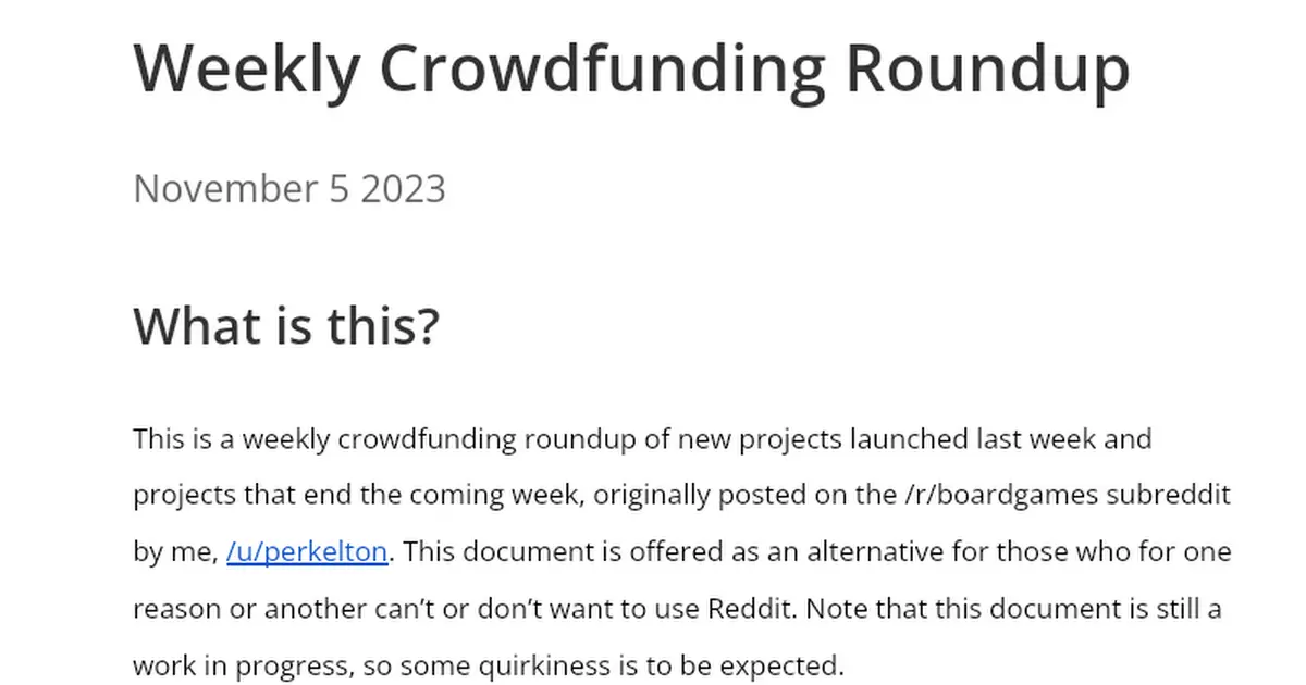 Weekly Crowdfunding Roundup: November 5 2023