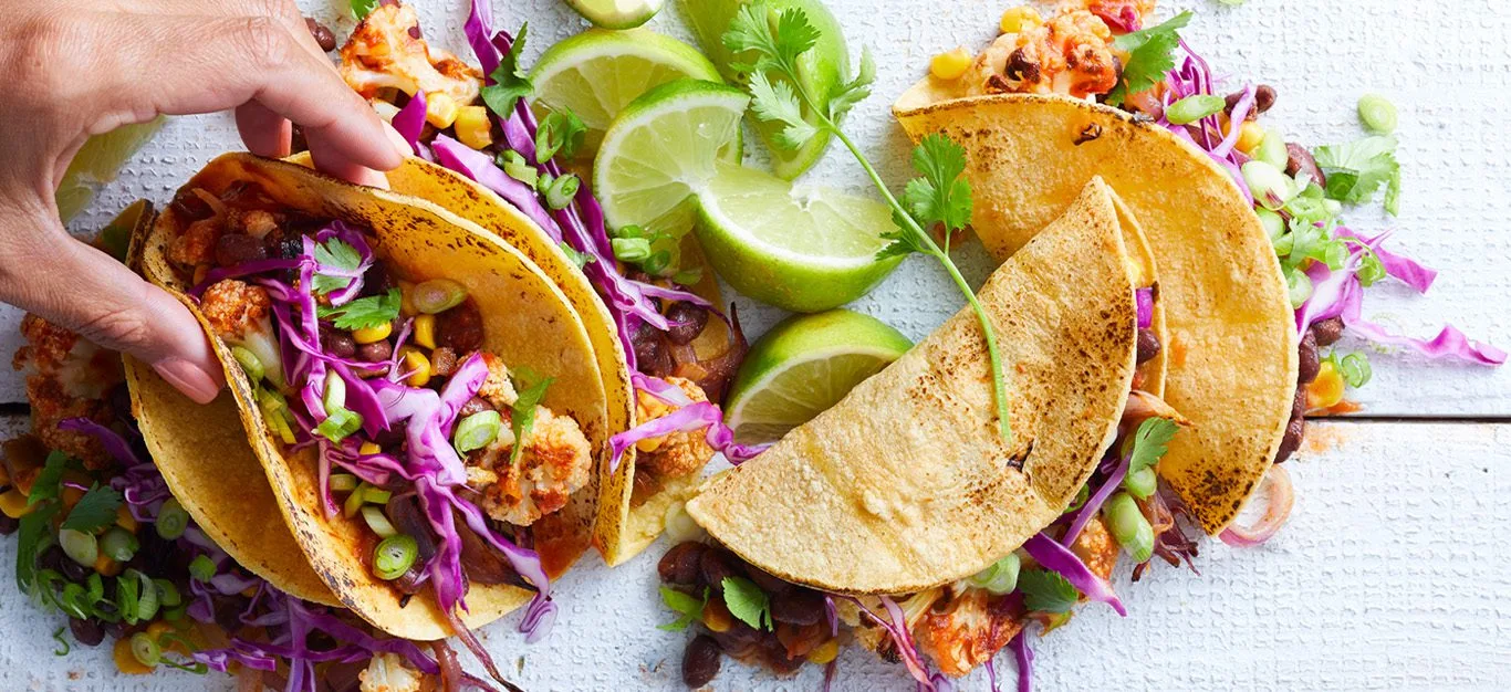 Charred Cauliflower and Red Onion Tacos