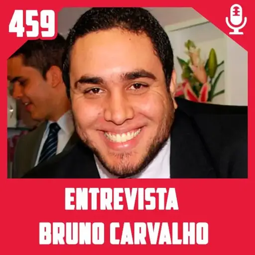 Capa do episódio 459 do podcast Fliperama de Boteco, com a foto do entrevistado, Bruno Carvalho.