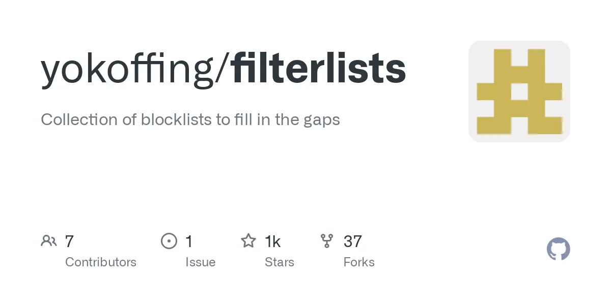 GitHub - yokoffing/filterlists: Collection of blocklists to fill in the gaps