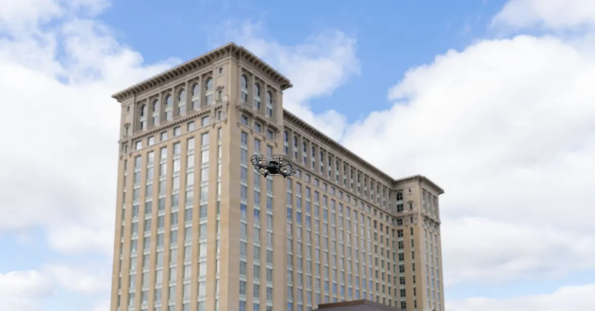 Ford is testing drone deliveries at the derelict train station in Detroit it’s rehabbing