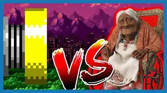 Thumbnail showing on the left side a yellow spring from Sonic 1, a "versus" on the middle, and in the right the grandma from Coco. The background is Spring Yard Zone, from Sonic 1.