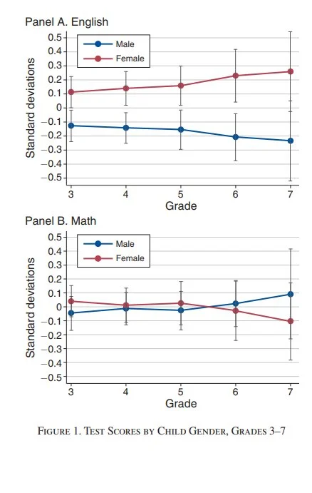 Girls excel in language arts early, which may explain the STEM gender gap in adults