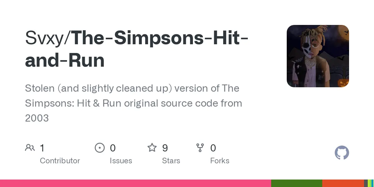 GitHub - Svxy/The-Simpsons-Hit-and-Run: Stolen (and slightly cleaned up) version of The Simpsons: Hit & Run original source code from 2003