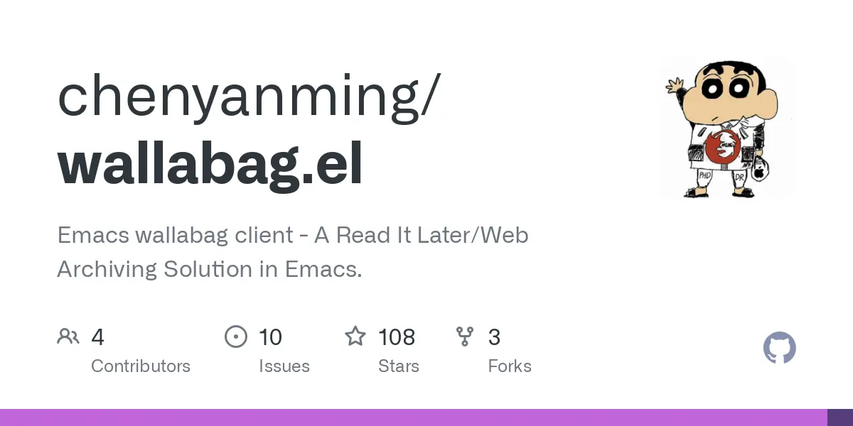 GitHub - chenyanming/wallabag.el: Emacs wallabag client - A Read It Later/Web Archiving Solution in Emacs.