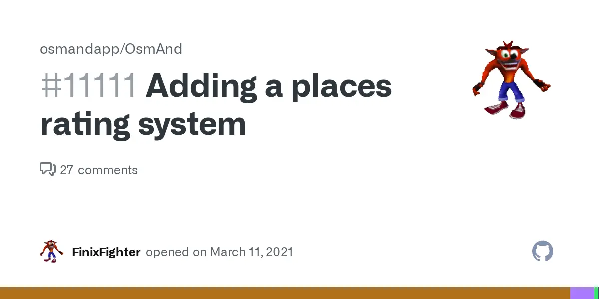 Adding a places rating system · Issue #11111 · osmandapp/OsmAnd