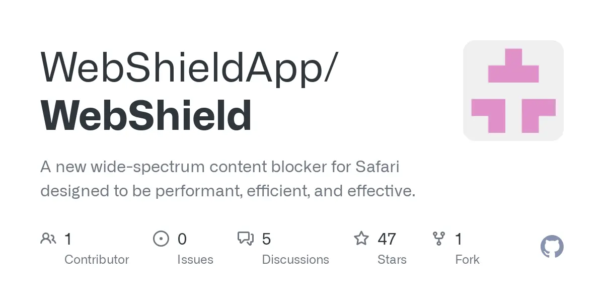 GitHub - WebShieldApp/WebShield: A new wide-spectrum content blocker for Safari designed to be performant, efficient, and effective.