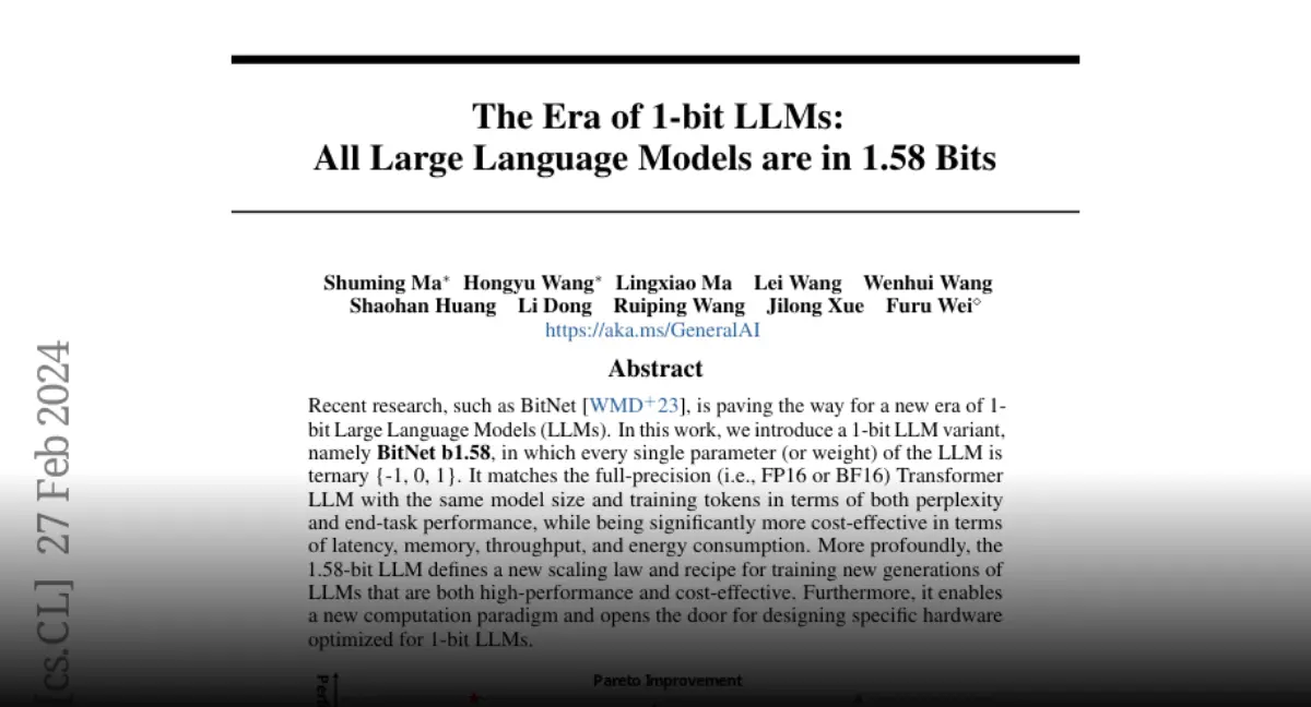 Paper page - The Era of 1-bit LLMs: All Large Language Models are in 1.58 Bits