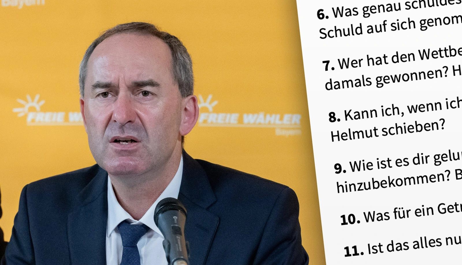 Exklusiv: Das sind die 25 Fragen, die Hubert Aiwanger jetzt beantworten muss