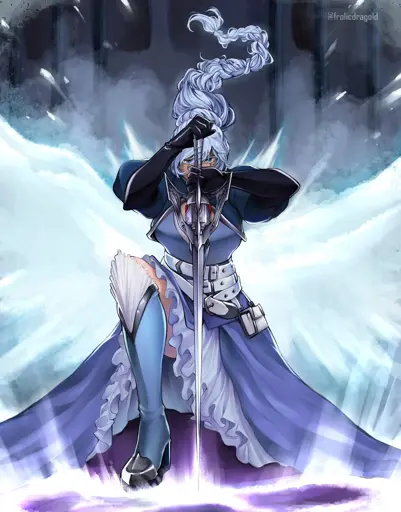 Art of Weiss summoning a Nevermore with the wings appearing behind her, like an angel.